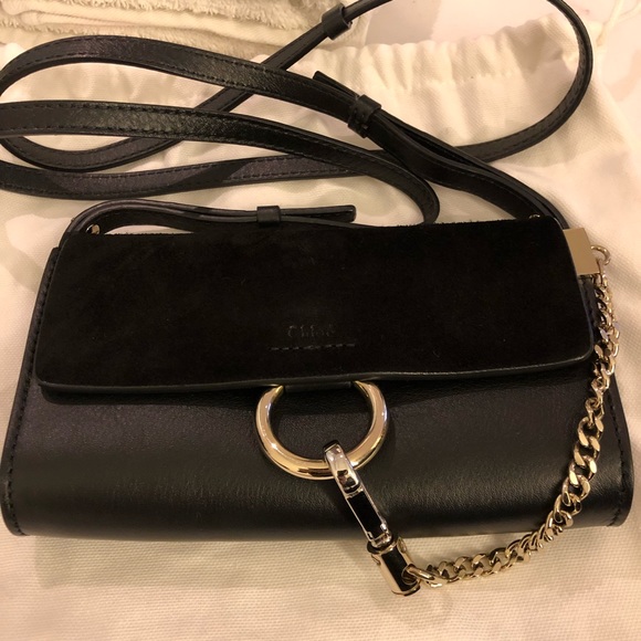 Chloe Faye Mini Black Leather Crossbody Bag - Picture 4 of 9